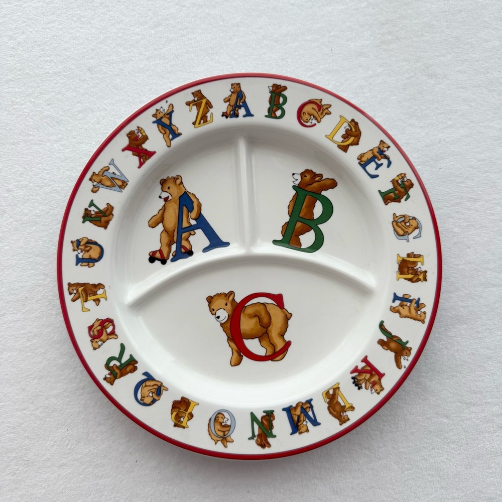 Tiffany & Co. Alphabet Bears Divided Plate 1994 Vintage Children’s Dinnerware